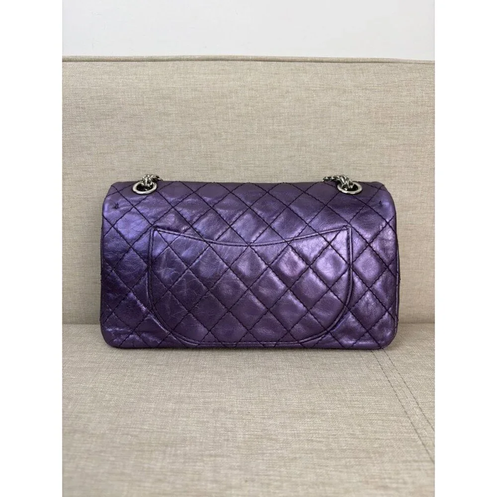 CHANEL Iridescent Purple Calfskin Reissue 2.55 Classic Flap 226 SHW